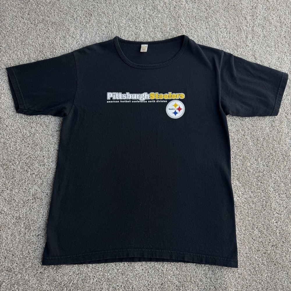 Y2K Pittsburgh Steelers Shirt Womens Medium Black NFL Football Anvil Graphic Tee